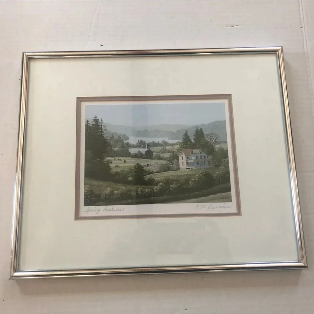 Vtg Bill Saunders Spring Pastures Signed